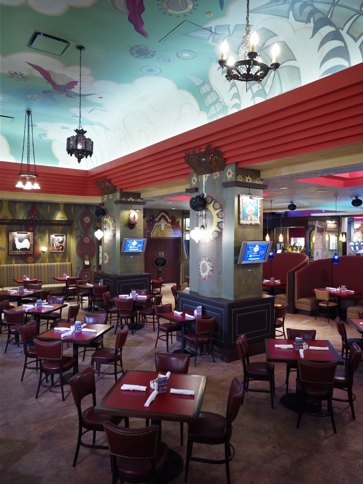 House of Blues restaurant with painted ceiling murals and richly detailed columns