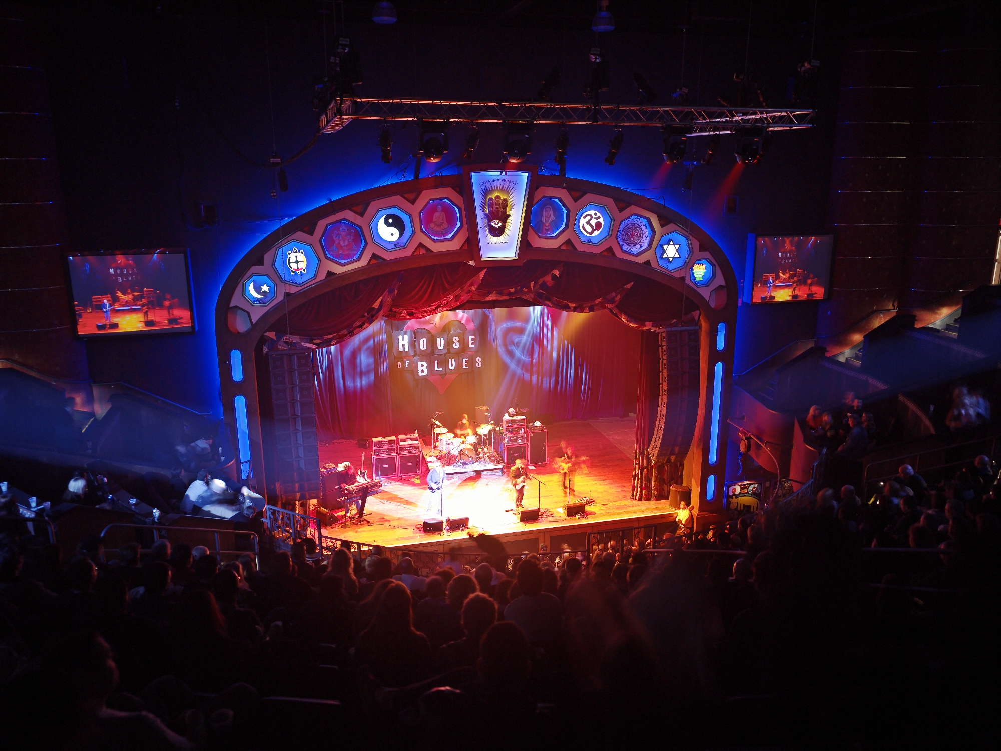 House of Blues concert hall seen from the balcony during a live performance