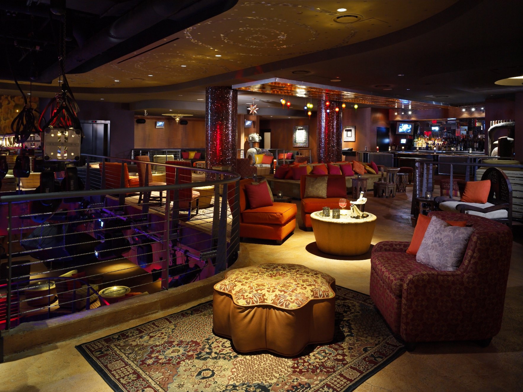 Upper nightclub lounge overlooking the lower level