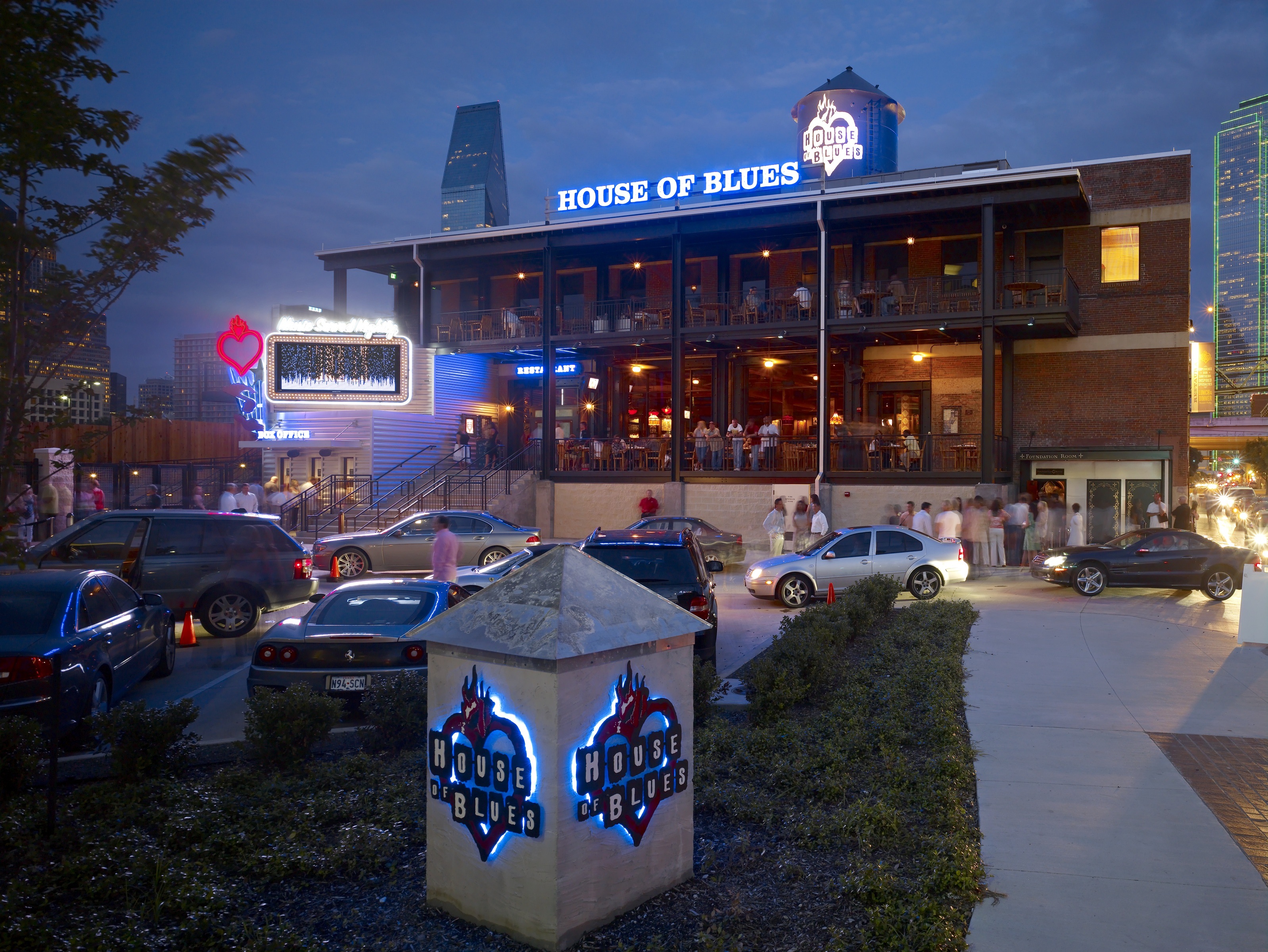 House of Blues Dallas exterior at dusk