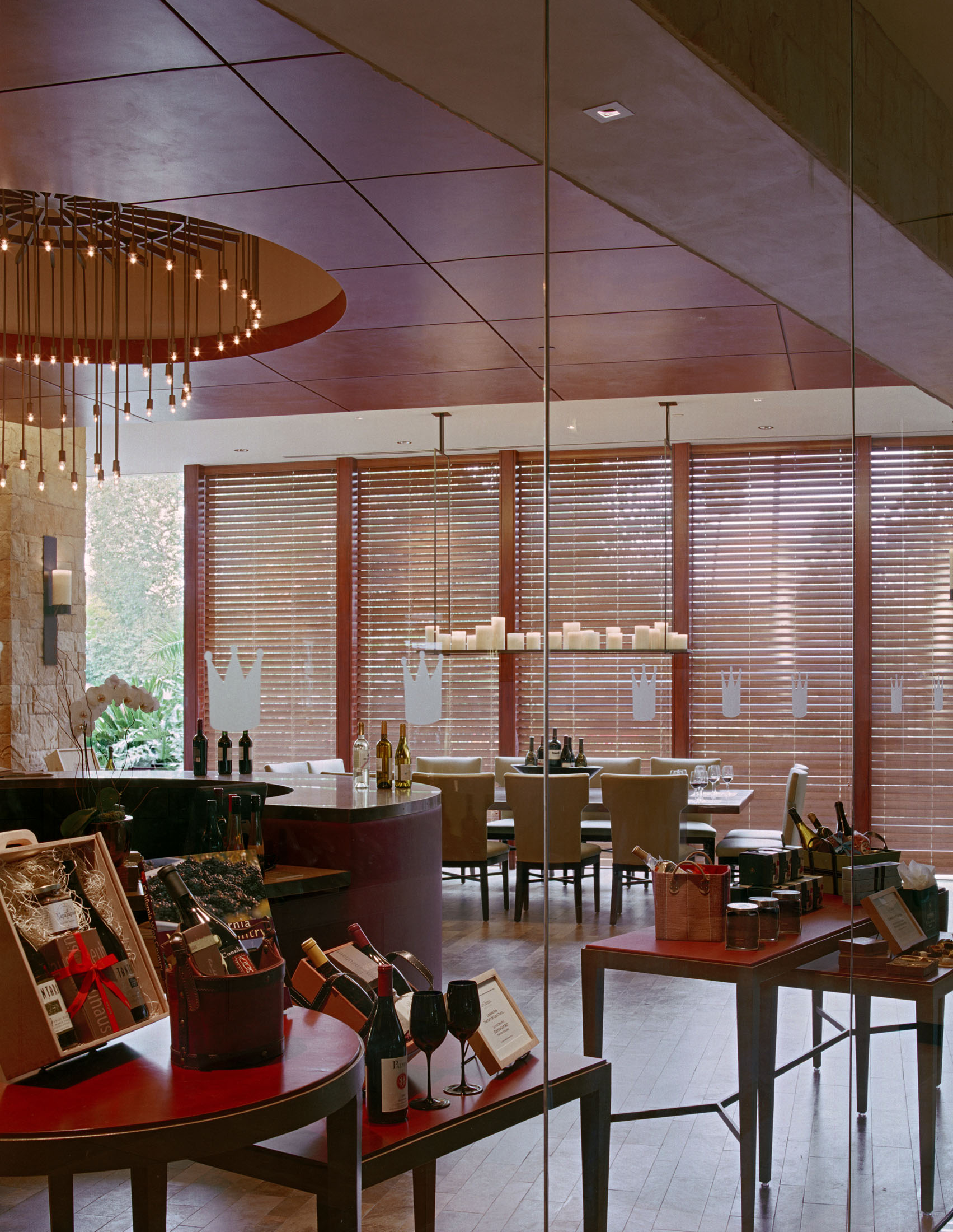 Le Chateau shop interior with wine displays and tasting tables