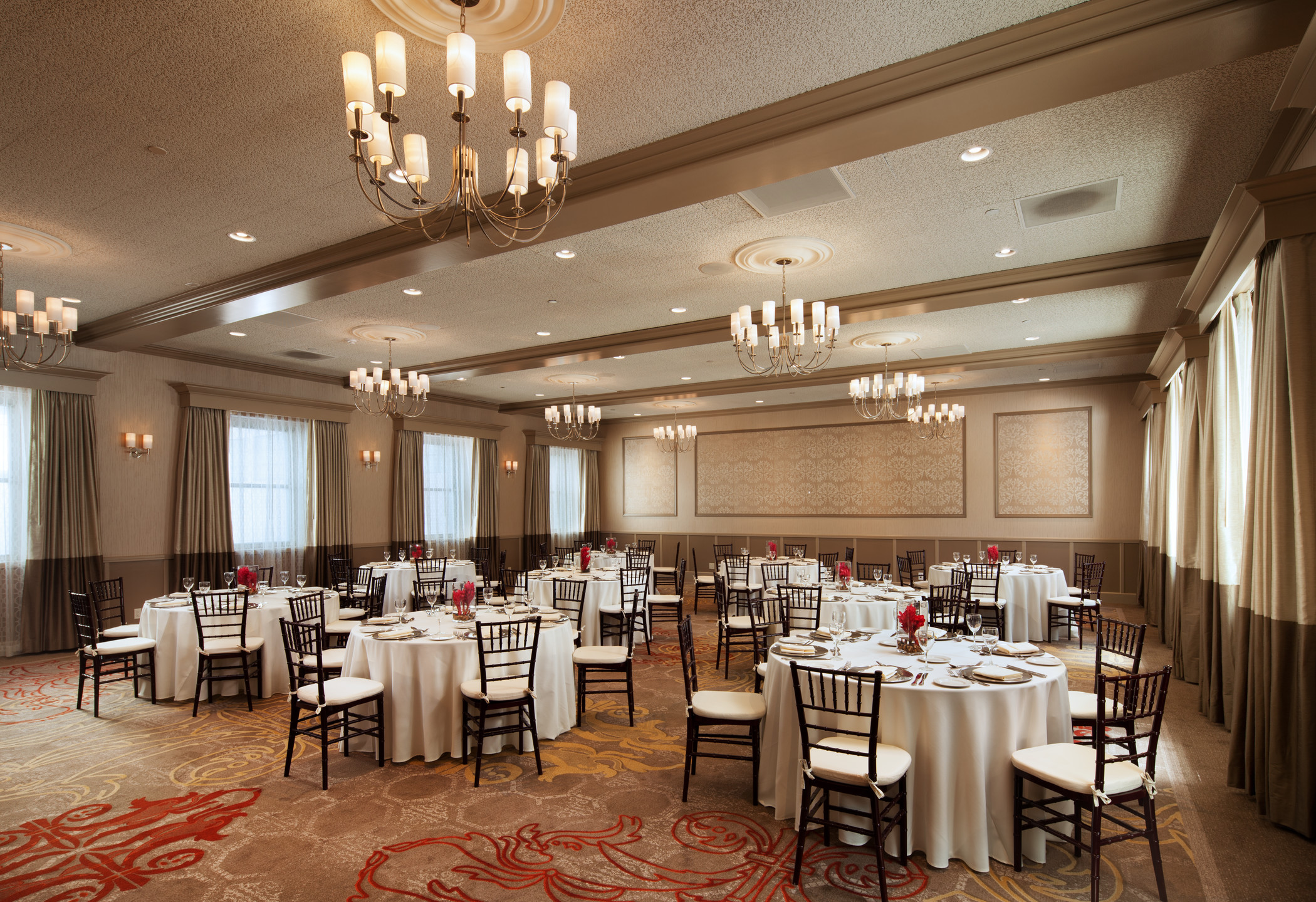 The Westin St Claire banquet room arranged for dining